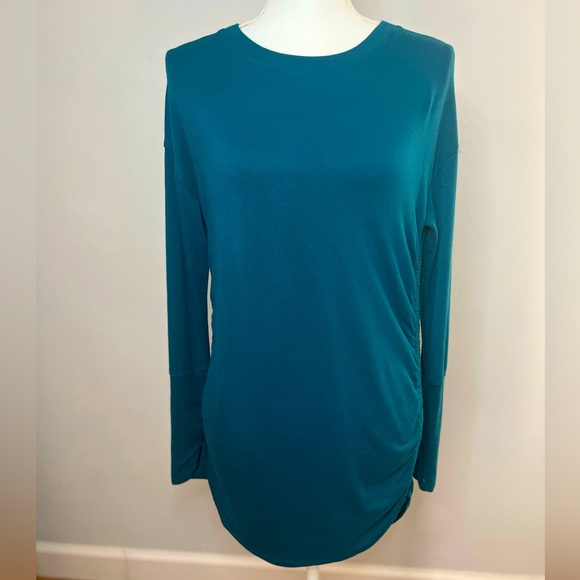 Athleta coastal teal nirvana modal drishti ruched sweater women’s size XS - Picture 1 of 7